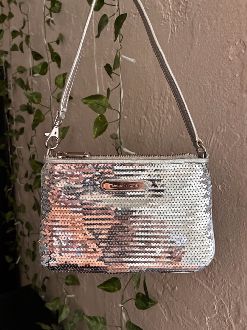 Michael Kors Silver Sequin mini shoulder bag